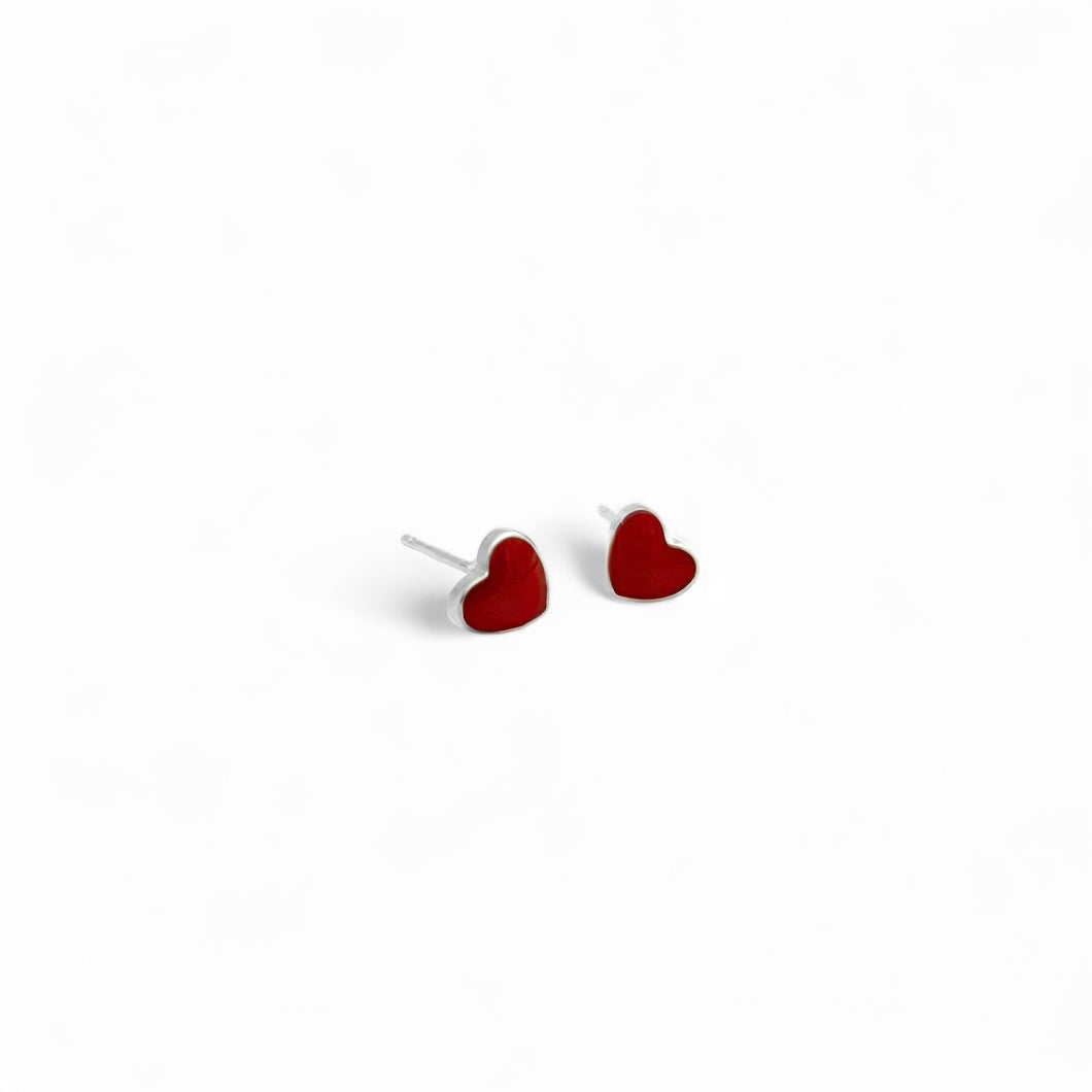 Red Heart Stud Earrings | 925 Sterling Silver