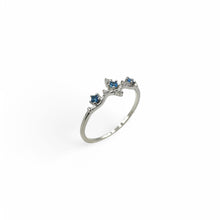 Load image into Gallery viewer, Sapphire &amp; Crystal Lira Ring | 925 Sterling Silver | Size 5-8
