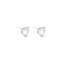 Load image into Gallery viewer, Brushed Heart Stud Earrings | 925 Sterling Silver
