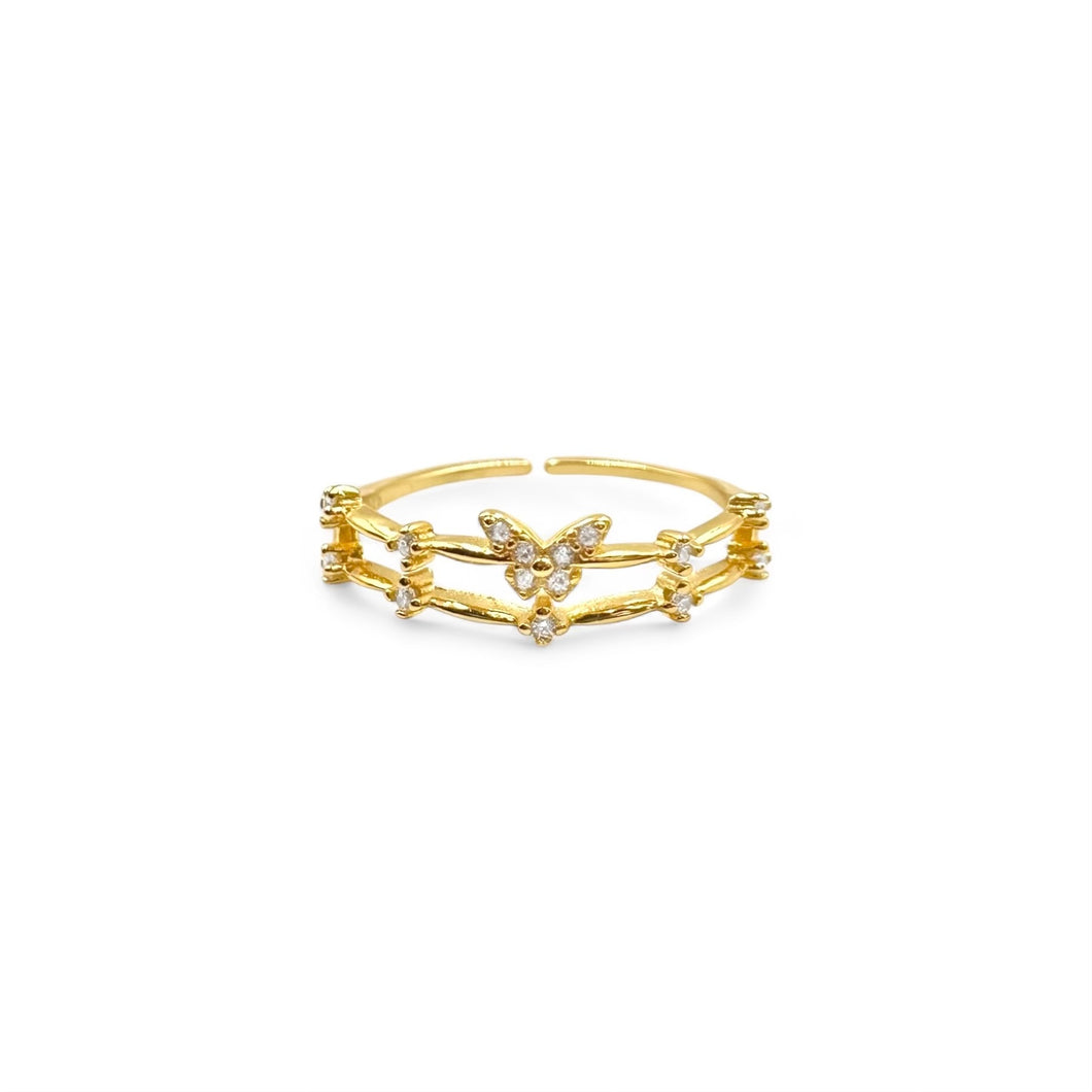 Butterfly Garden Ring Band | 14K Gold | Adjustable