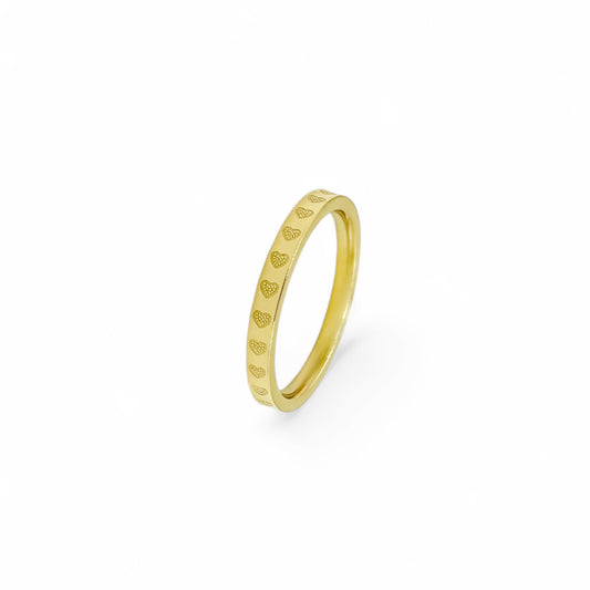Eternity Heart Ring Band | 18k Gold | Size 6-9