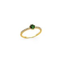 Load image into Gallery viewer, Emerald &amp; Crystal Fern Ring | 14K Gold | Adjustable
