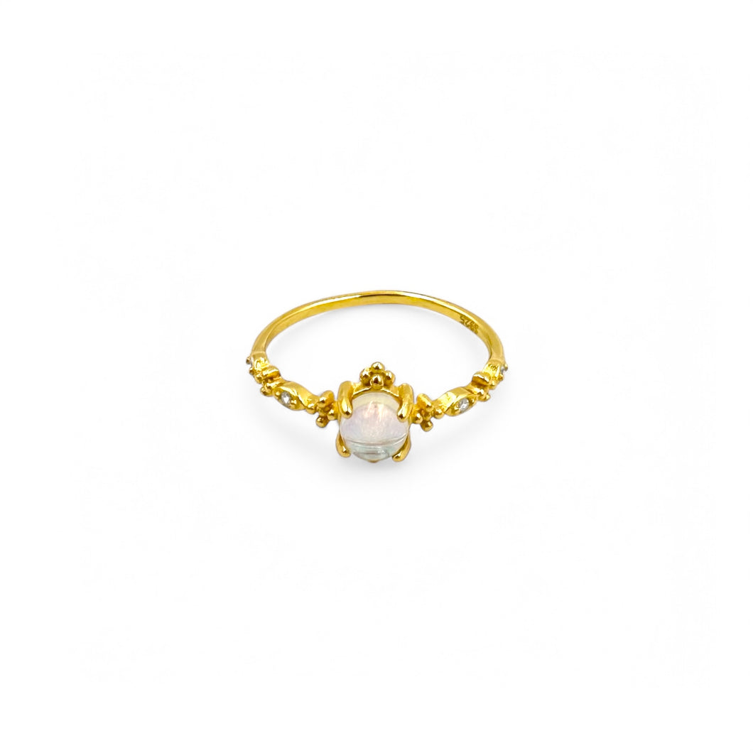 Moonstone Crystal Ball Ring | 14K Gold | Size 6-10