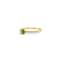 Load image into Gallery viewer, Emerald &amp; Crystal Fern Ring | 14K Gold | Adjustable
