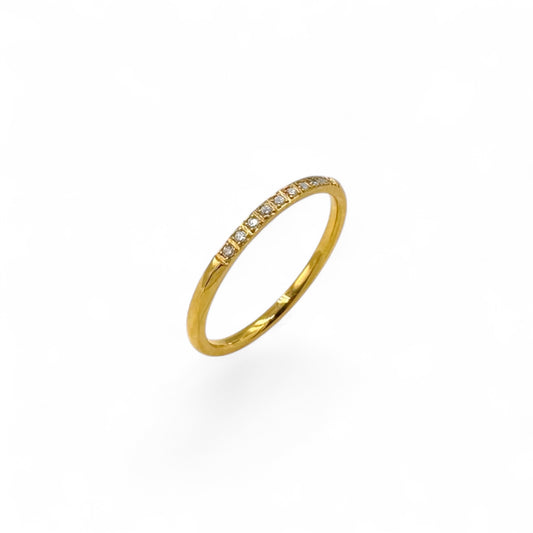 10 Stone Half Eternity Ring Band, 1mm | 18k Gold Fill | Size 5-9