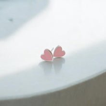 Load image into Gallery viewer, Pink Heart Stud Earrings | 925 Sterling Silver
