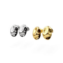 Load image into Gallery viewer, Hammered Oval Stud Earrings | 18k Gold
