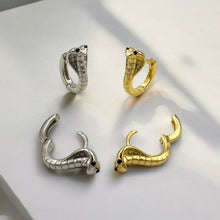 Load image into Gallery viewer, Cobra Snake Hoop Earrings | 925 Sterling Silver | Available in Silver &amp; Gold
