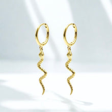 Load image into Gallery viewer, Hanging Snake Hoop Earrings | 925 Sterling Silver | Available in Silver &amp; Gold
