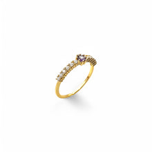 Load image into Gallery viewer, Amethyst &amp; Crystal Daphne Ring | 14K Gold | Adjustable
