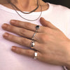 Roped Oval Stone Ring, Black Onyx | 925 Sterling Silver | Size 5 - 10
