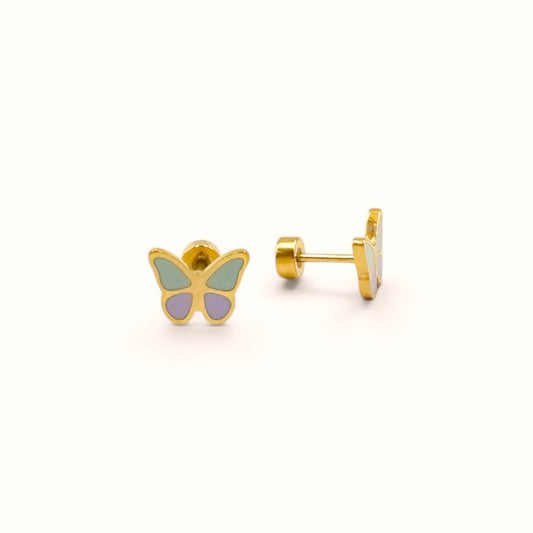 Blue & Purple Butterfly Studs | 18k Gold Filled