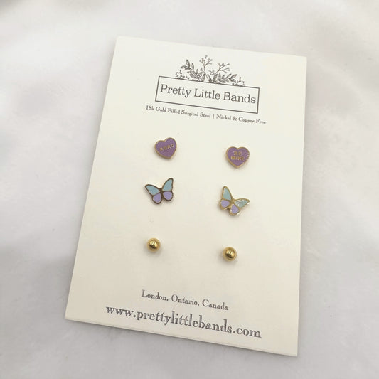 Cute Flat Screw-Back Stud Set - #2 | 18k Gold Filled