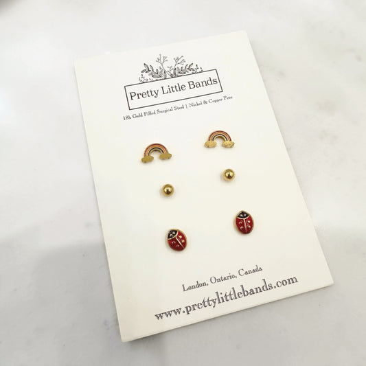 Cute Flat Screw-Back Stud Set - #3 | 18k Gold Filled