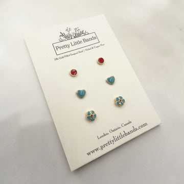 Cute Flat Screw-Back Stud Set - #7 | 18k Gold Filled