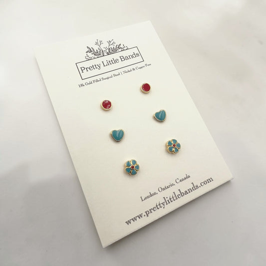 Cute Flat Screw-Back Stud Set - #7 | 18k Gold Filled