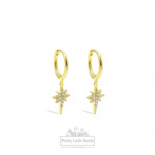 Load image into Gallery viewer, North Star Hoop Earrings | 18k Gold Filled
