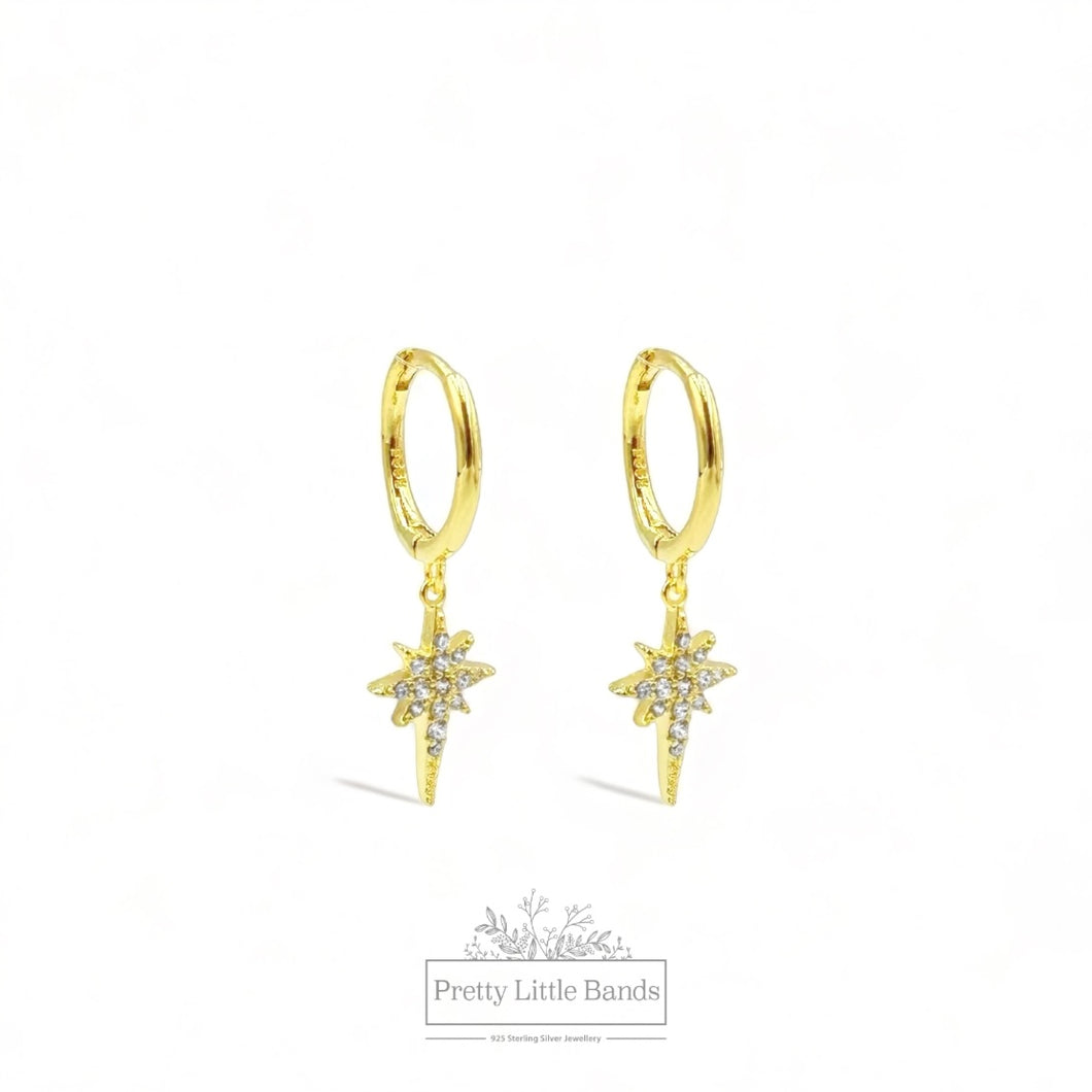 North Star Hoop Earrings | 18k Gold Filled