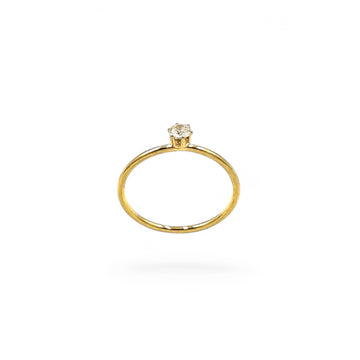 Simple Solitaire Rounded Band Ring | 18K Gold | Size 5-9