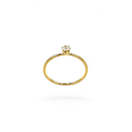 Simple Solitaire Rounded Band Ring | 18K Gold | Size 5-9
