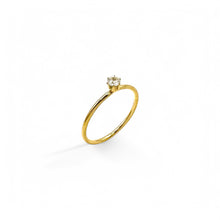 Load image into Gallery viewer, Simple Solitaire Rounded Band Ring | 18K Gold | Size 5-9
