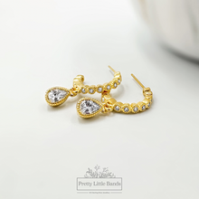 Load image into Gallery viewer, Elegant Crystal C Hoop Earrings | 18k Gold
