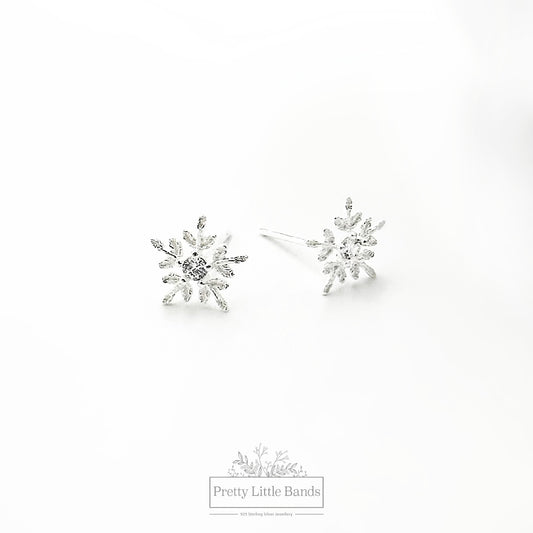 Dainty Snowflake Stud Earrings | 925 Sterling Silver