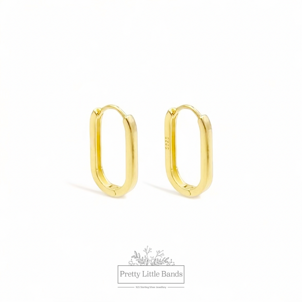 Oblong Hinged Hoop Earrings | 18k Gold Filled