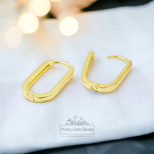 Load image into Gallery viewer, Oblong Hinged Hoop Earrings | 18k Gold Filled
