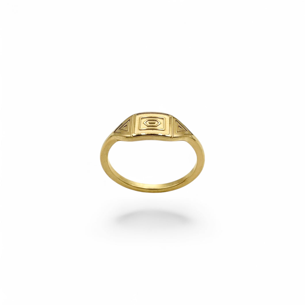 Aztec Signet Ring | 18k Gold Fill | Size 6-10