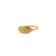 Load image into Gallery viewer, Aztec Signet Ring | 18k Gold Fill | Size 6-10
