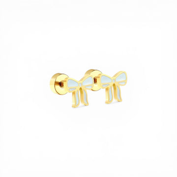 Blue Bow Studs | 18k Gold Filled