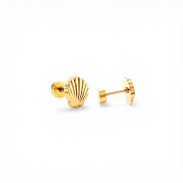 Gold Clam Shell Studs | 18k Gold Filled