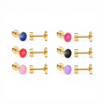 Coloured Disc Studs | 18k Gold Filled
