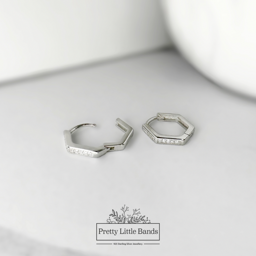 Hexagon Hoop Earrings | 2 Colours