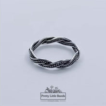 Load and play video in Gallery viewer, Rotating video of 925 Sterling Silver Braided Band, 3mm | Pretty Little Bands
