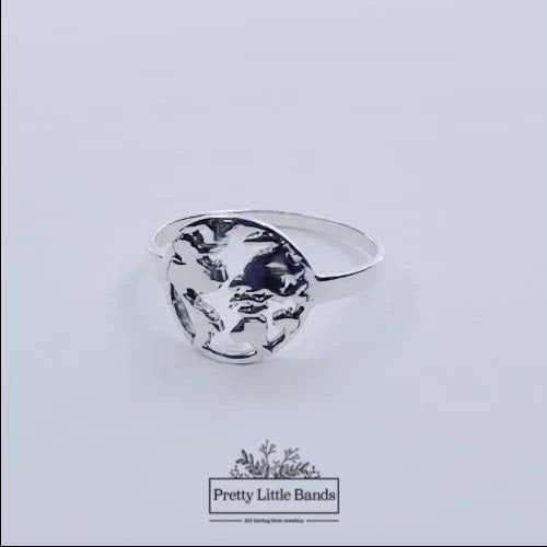 Rotating video of 925 Sterling Silver Earth Ring, 12mm | Pretty Little Bands