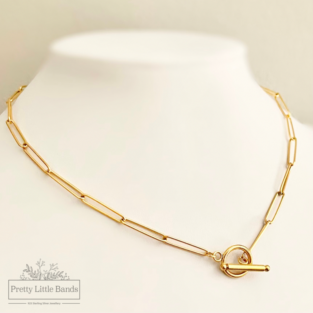 Toggle Clasp Paperclip Necklace | 18k Gold Filled