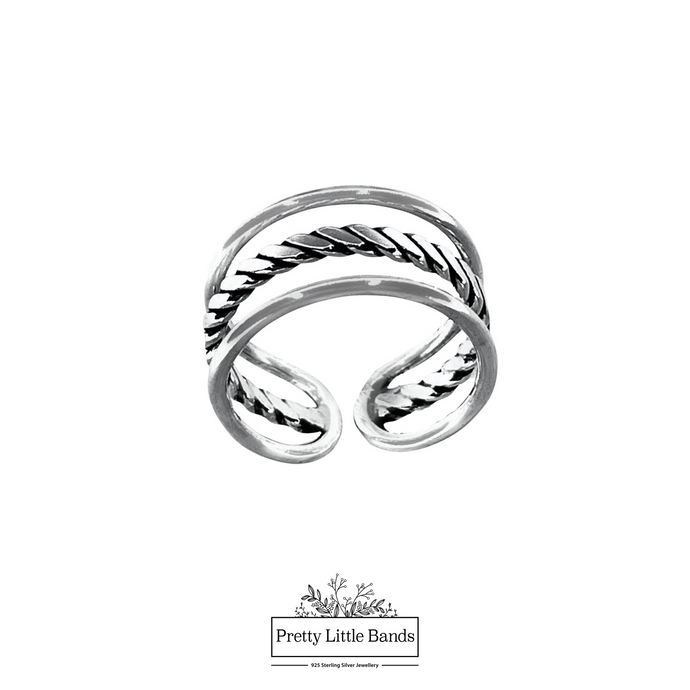 925 Sterling Silver Triple Ring #3, 9mm | Pretty Little Bands