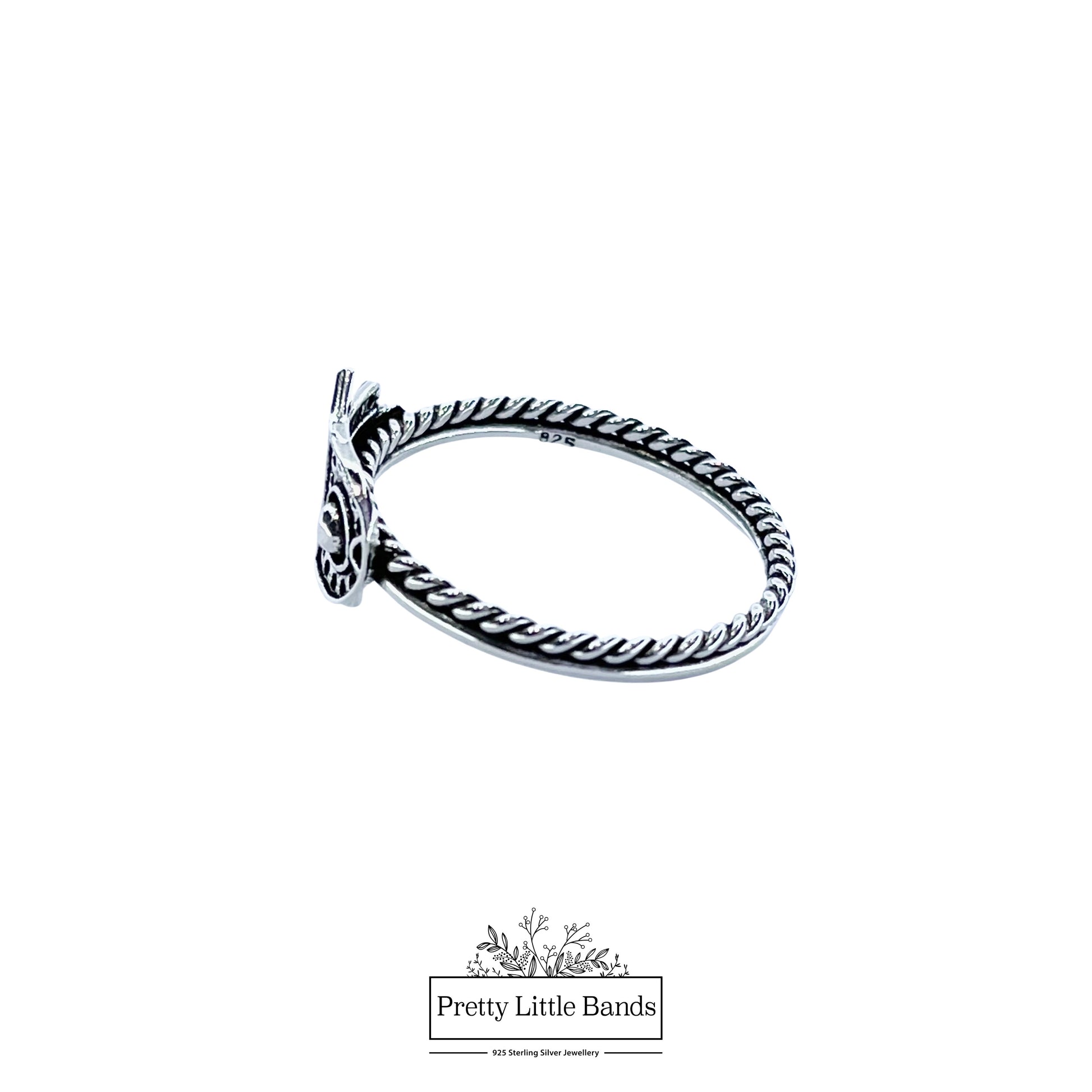 925 Sterling Silver Filigree Chevron Ring, 12mm | Pretty Little Bands