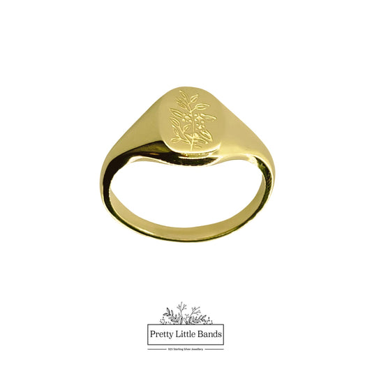 Wildflower Signet Ring | 18K Gold | Size 6 & 8 ONLY
