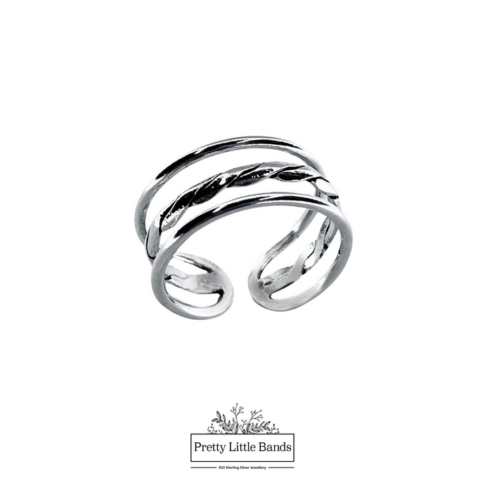 925 Sterling Silver Triple Ring #1, 9mm | Pretty Little Bands