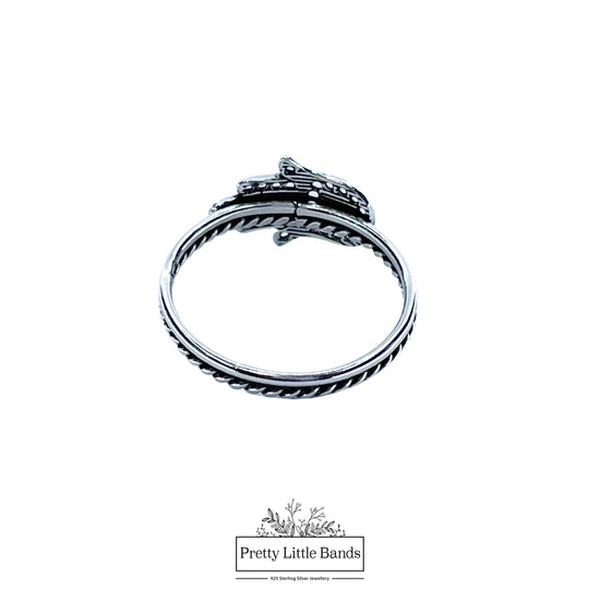 925 Sterling Silver Filigree Chevron Ring, 12mm | Pretty Little Bands