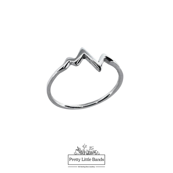 925 Sterling Silver Mountain Ridge Ring, 8mm | Pretty Little Bands