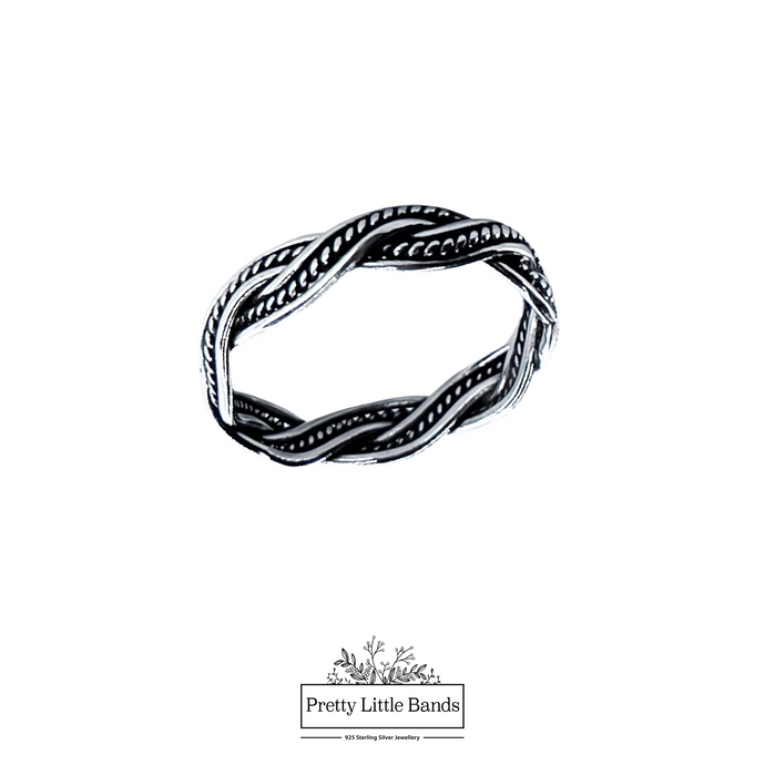 925 Sterling Silver Braided Band, 3mm | Pretty Little Bands