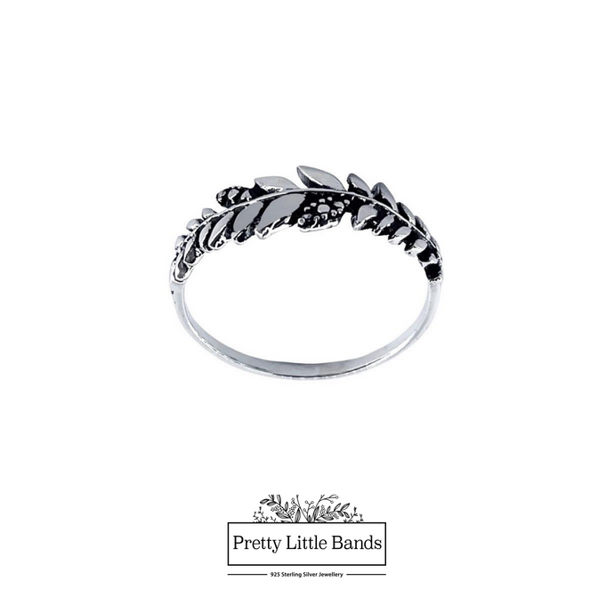 925 Sterling Silver Olive Branch Ring, 7mm | Pretty Little Bands