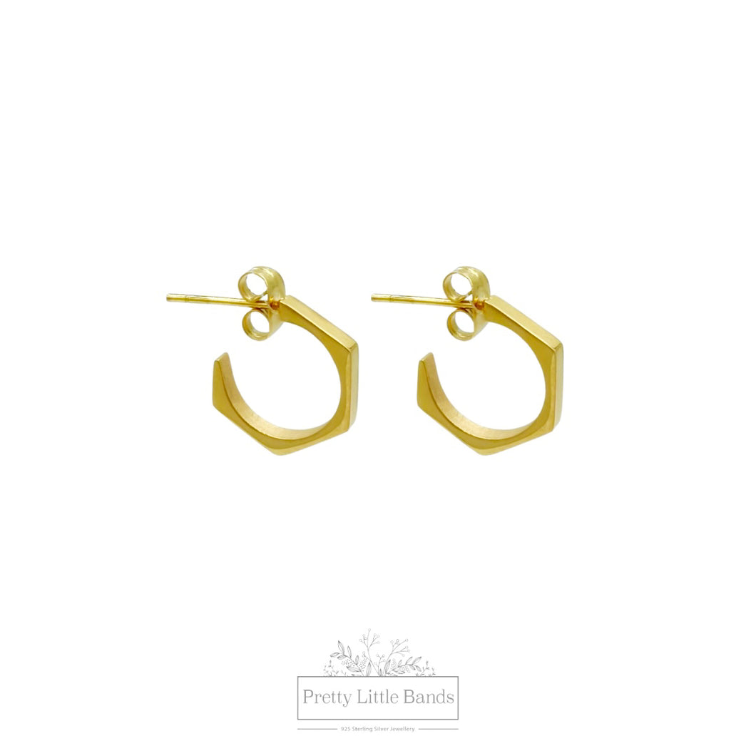 Hexagonal Hoop Earrings | 18k Gold Filled