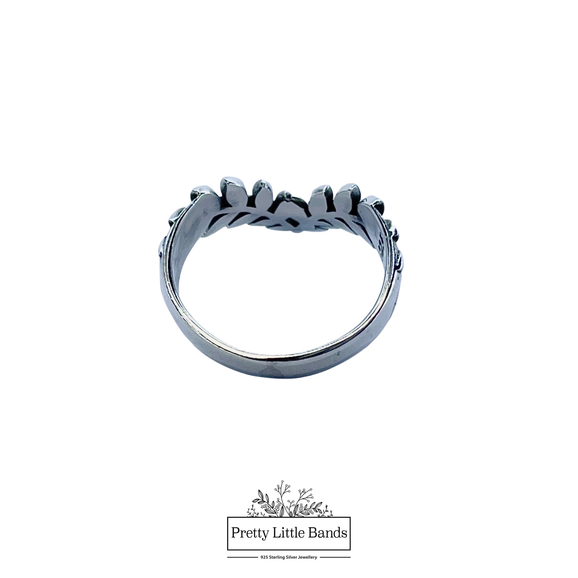925 Sterling Silver Olive Branch Chevron Ring, 6 x 19mm | Pretty Little Bands
