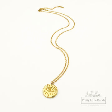 Evil Eye Coin Pendant Necklace | 18k Gold