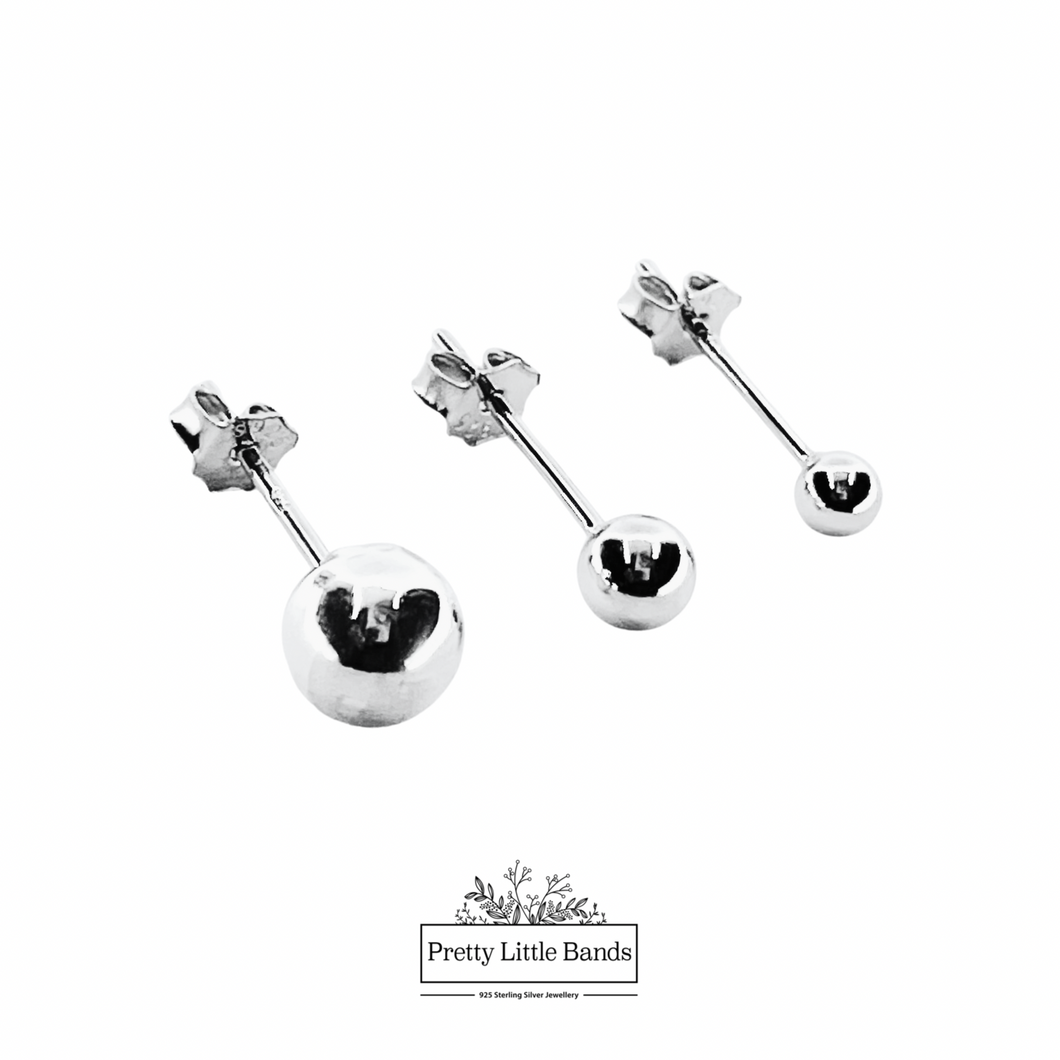 Classic Silver Ball Studs | 925 Sterling Silver | Available in 4 Sizes